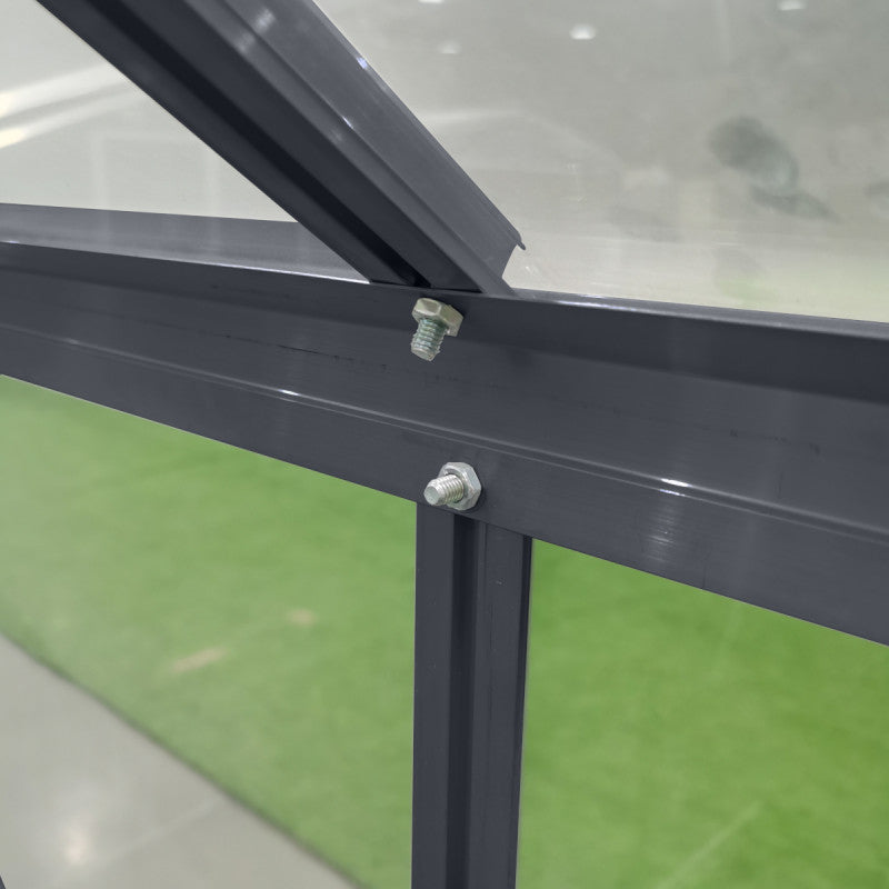 Havedrivhus 4,57m² i Aluminium Antracit og Hærdet Glas 4mm - RINCA