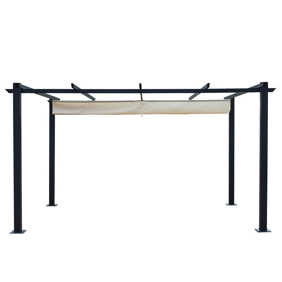 Pavillon / Pergola i aluminium, 3x4m, udtrækkelig skydedug