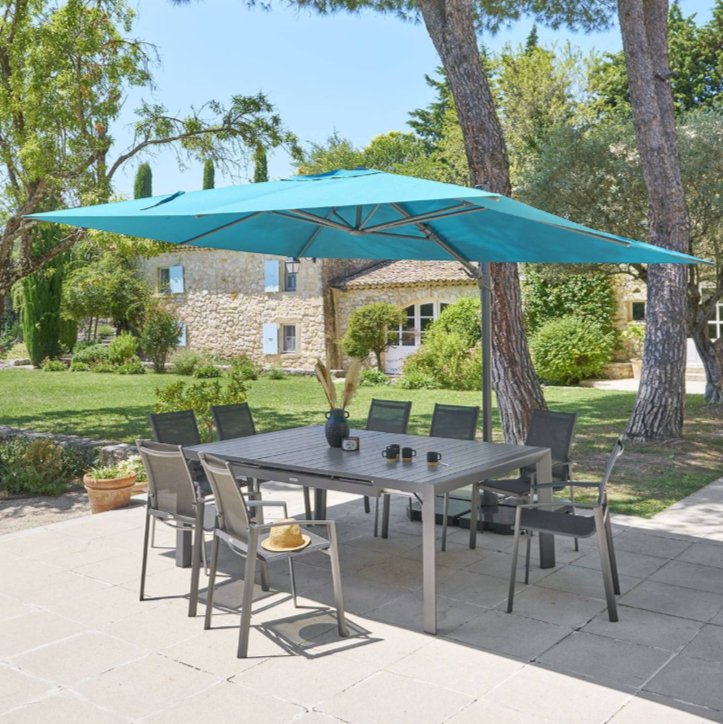 Skæv hældbar parasol rektangulær MELHIA Bleu canard / Graphite