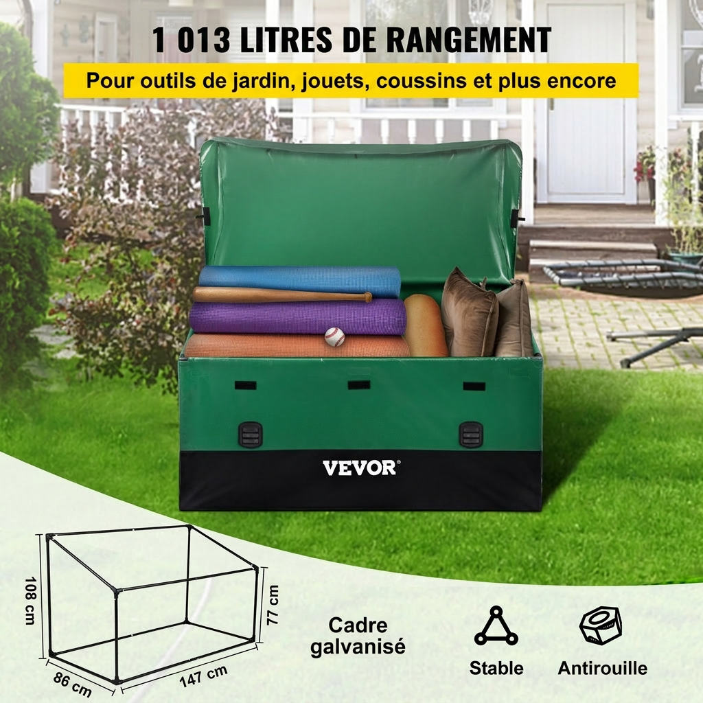 VEVOR - Udendørs Opbevaringskasse XXL 1013L - 147x86x108cm