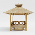 Traditionel bambusgazebo inspireret af Bali med hævet platform, vandtæt tag og indbygget naturlig luftcirkulation