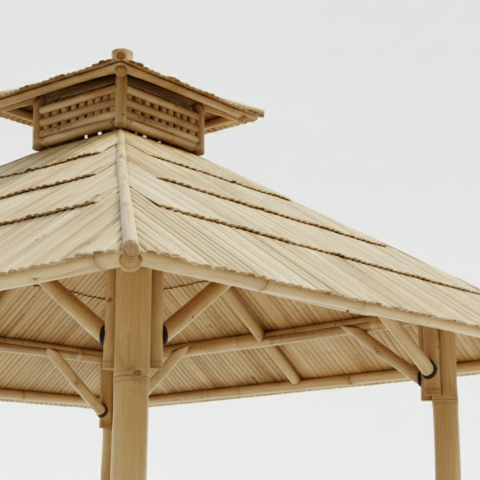 Bambushytte med Hævet Gulv | Balinesisk Gazebo & Pergola med Tag i Bambus eller Palme | 250x250 & 300x300 cm