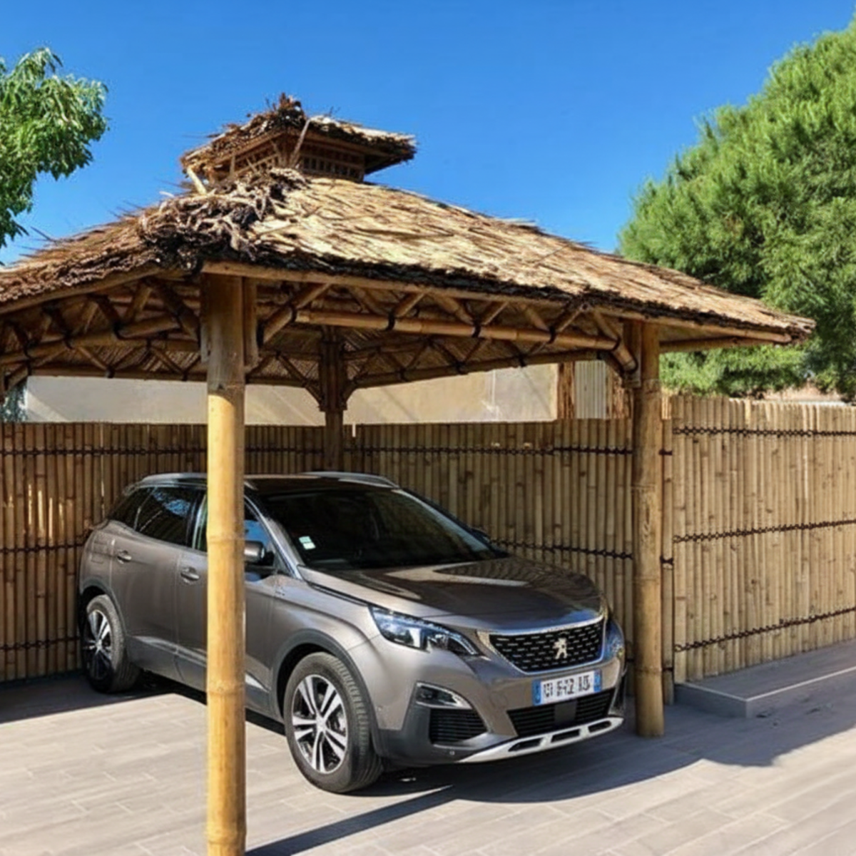 Bambushytte til Haven | Gazebo & Pergola Natur med Tag i Bambus eller Palme | 250x250 & 300x300 cm