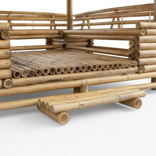 Bambushytte med Bænke M2 | Gazebo & Pergola Natur med Borde | Tag i Bambus eller Palme | 250x250 & 300x300 cm