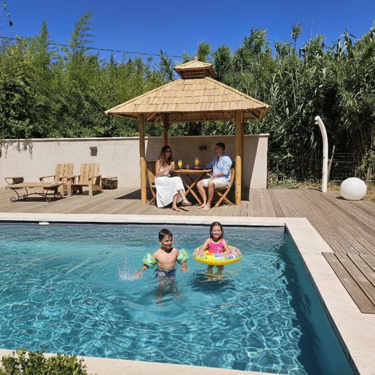 Bambushytte til Haven | Gazebo & Pergola Natur med Tag i Bambus eller Palme | 250x250 & 300x300 cm