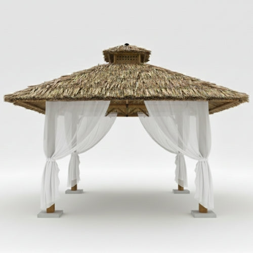 Bambushytte til Haven | Gazebo & Pergola Natur med Tag i Bambus eller Palme | 250x250 & 300x300 cm