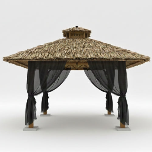 Bambushytte til Haven | Gazebo & Pergola Natur med Tag i Bambus eller Palme | 250x250 & 300x300 cm