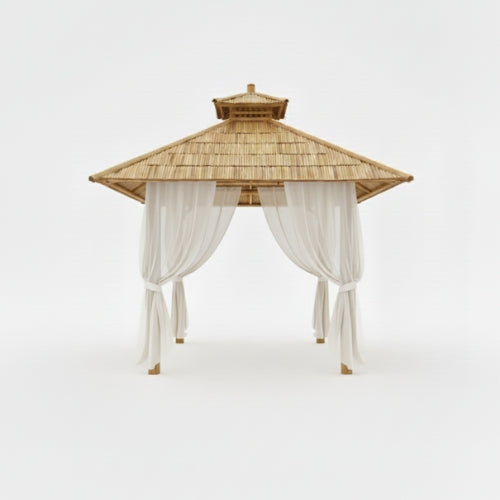 Bambushytte til Haven | Gazebo & Pergola Natur med Tag i Bambus eller Palme | 250x250 & 300x300 cm