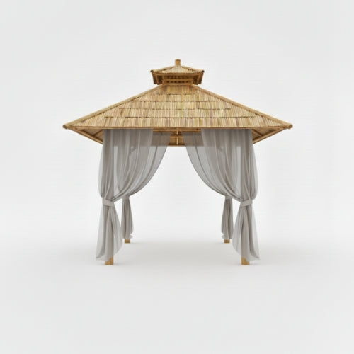 Bambushytte til Haven | Gazebo & Pergola Natur med Tag i Bambus eller Palme | 250x250 & 300x300 cm