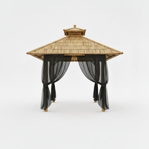 Bambushytte til Haven | Gazebo & Pergola Natur med Tag i Bambus eller Palme | 250x250 & 300x300 cm