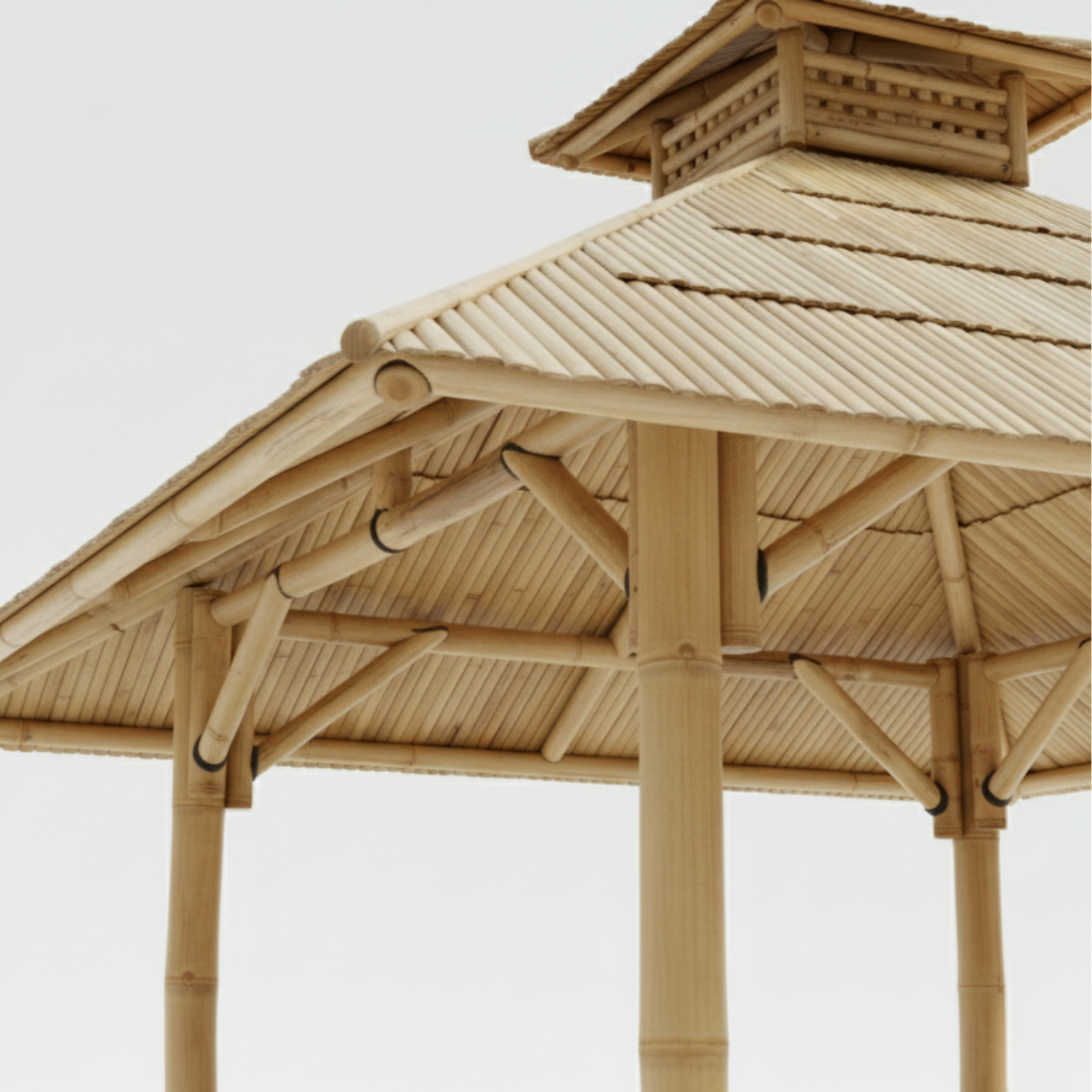 Bambushytte med Hævet Gulv | Balinesisk Gazebo & Pergola med Tag i Bambus eller Palme | 250x250 & 300x300 cm