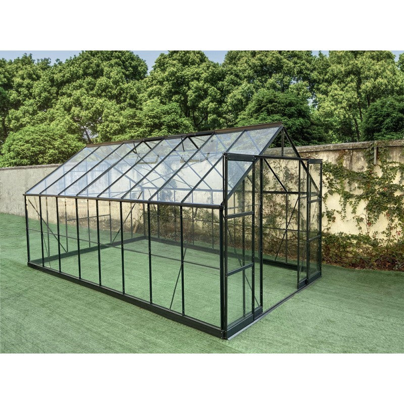Havedrivhus 14,52m² i Aluminium Antracit og Hærdet Glas 4mm - Prima