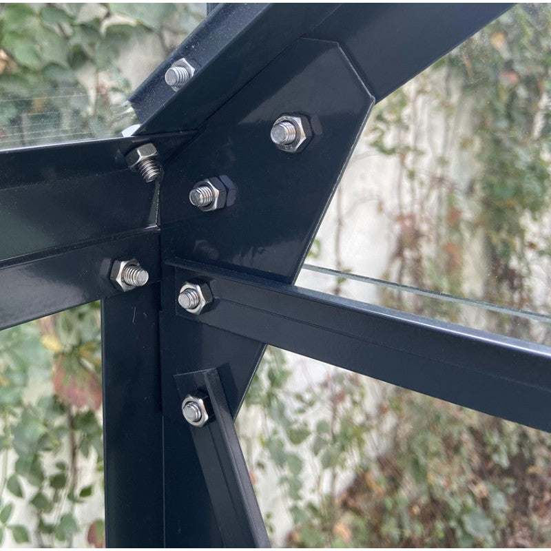 Havedrivhus 14,52m² i Aluminium Antracit og Hærdet Glas 4mm - Prima