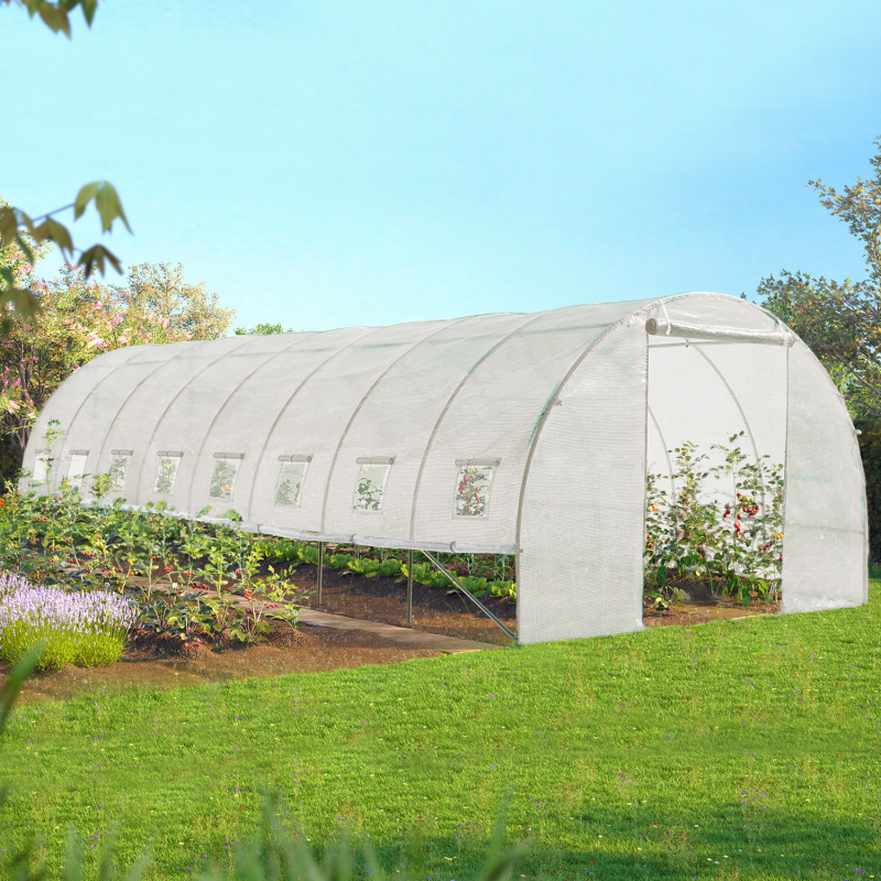 Havetunnel-drivhus 4 Årstider 24M² 8x3M Hvid Maraîchère-serie - VERA