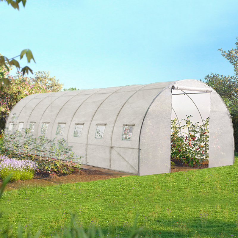 Havetunnel-drivhus 4 Årstider 24M² 8x3M Hvid Maraîchère-serie - VERA