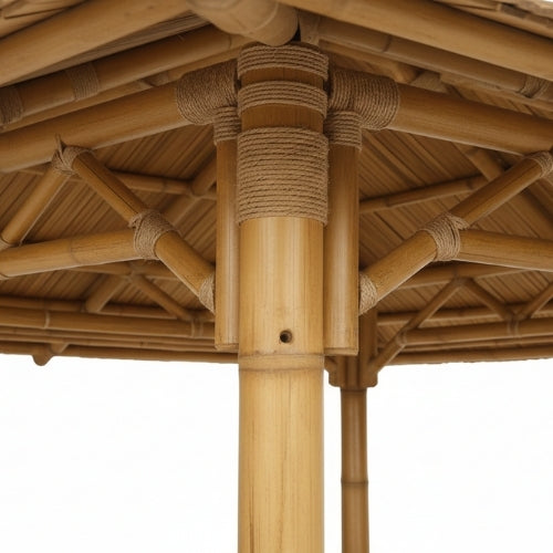 Bambushytte med Bænke M2 | Gazebo & Pergola Natur med Borde | Tag i Bambus eller Palme | 250x250 & 300x300 cm