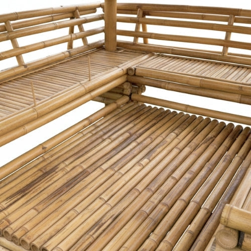 Bambushytte med Bænke M2 | Gazebo & Pergola Natur med Borde | Tag i Bambus eller Palme | 250x250 & 300x300 cm
