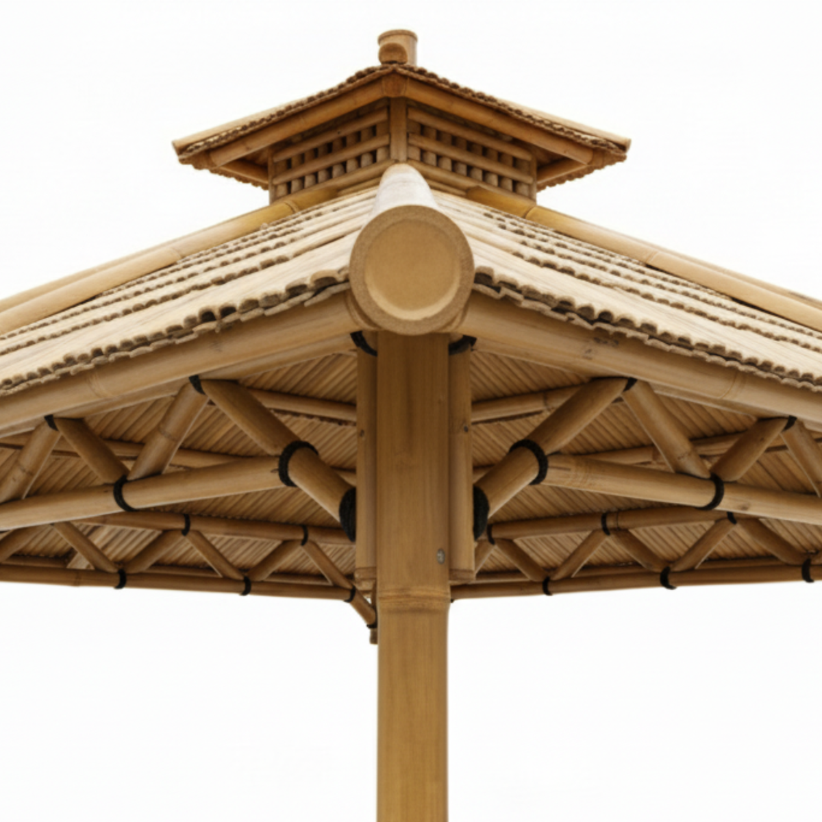 Bambushytte med Bænke M1 | Gazebo & Pergola Natur med Spiseplads | Tag i Bambus eller Palme | 250x250 & 300x300 cm