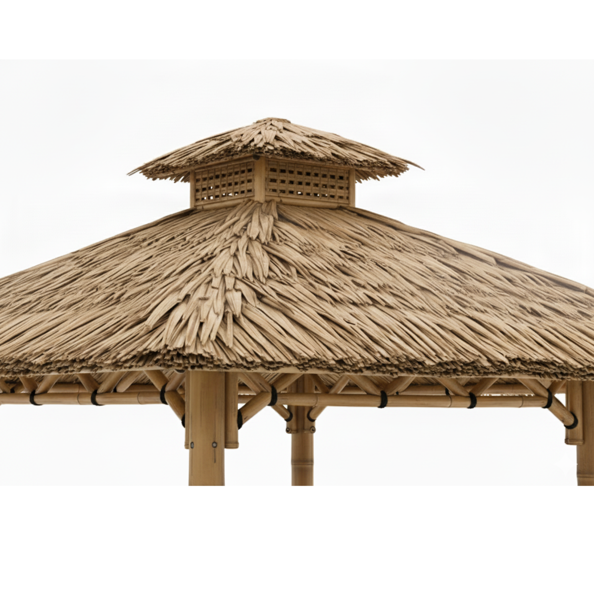 Bambushytte med Bænke M1 | Gazebo & Pergola Natur med Spiseplads | Tag i Bambus eller Palme | 250x250 & 300x300 cm