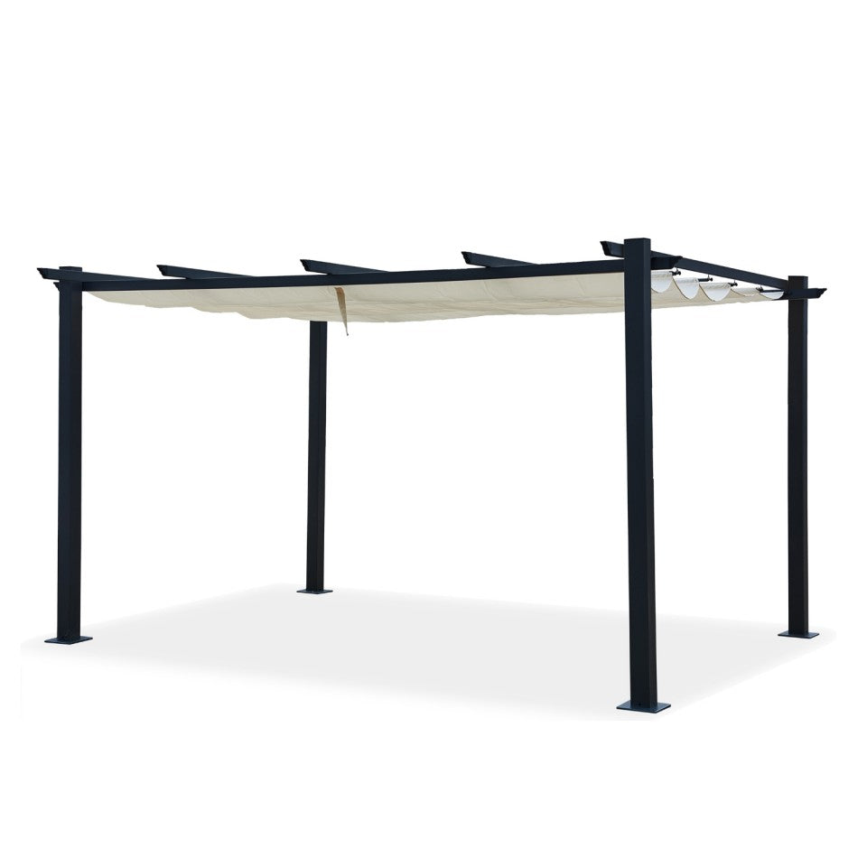 Pavillon / Pergola i aluminium, 3x4m, udtrækkelig skydedug